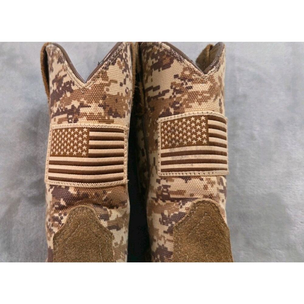Ariat Patriot Flag Western Kids Cowboy Camo Brown Suede Boots Youth sz 12 *read - Picture 5 of 9